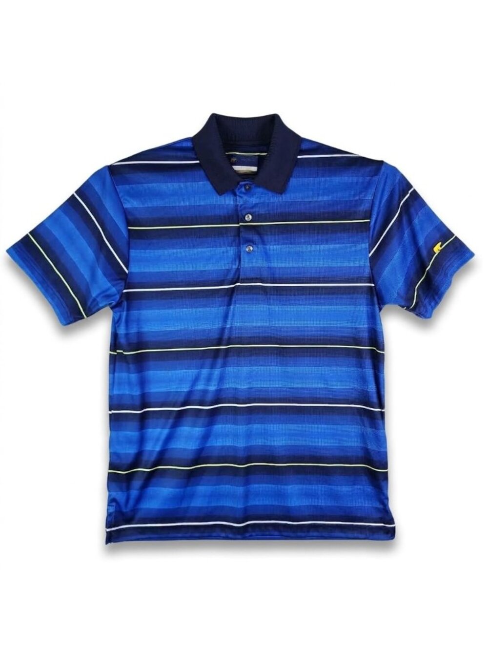 Men's Jack Nicklaus Staydri Blue Striped Polo Shirt Short Sleeve Polyester M